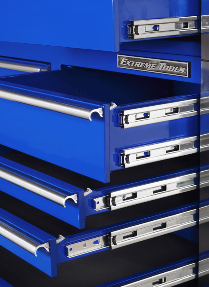 Extreme Tools 72" RX Series 31-Drawer 25" Deep Roller Cabinet and Chest Combo - Blue Extreme Tools 72" RX Series 31-Drawer 25" Deep Roller Cabinet and Chest Combo - Blue