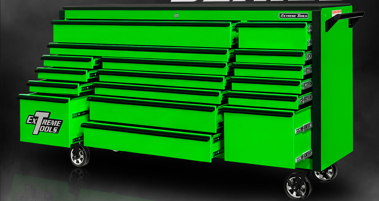 Extreme Tools DX Series rolling toolbox with drawers open