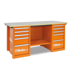 Beta Tools C57SC-O MasterCargo Workbench with (2) 5 Drawer Cabinets - Orange
