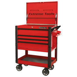 Extreme Tools EX Series 33" 4-Drawer Deluxe Series Tool Cart - Red w/Black Drawer Pulls Extreme Tools EX Series 33" 4-Drawer Deluxe Series Tool Cart - Red w/Black Drawer Pulls