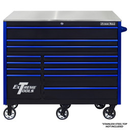 Extreme Tools RX Series 55" 12-Drawer Roller  - Black w/Blue Drawer Pulls