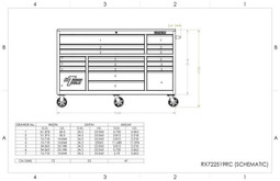 Extreme Tools 72" RX Series 19-Drawer 25" Deep Roller Cabinet, 150 lb Slides - Blue w/Black Handles Extreme Tools 72" RX Series 19-Drawer 25" Deep Roller Cabinet, 150 lb Slides - Blue w/Black Handles
