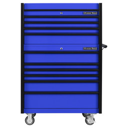 Extreme Tools 41" DX Series 4-Drawer Top Chest and 6-Drawer 25" Deep Roller Combo - Blue w/Black drawer pulls