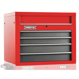 Proto 550S 34" Top Chest - 4 Drawer, Safety Red and Gray Proto 550S 34" Top Chest - 4 Drawer, Safety Red and Gray