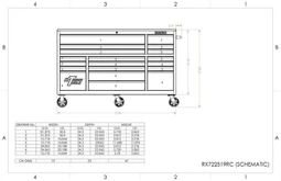 Extreme Tools 72" RX Series 19-Drawer 25" Deep Roller Cabinet, 150 lb Slides - Blue w/Chrome Handles