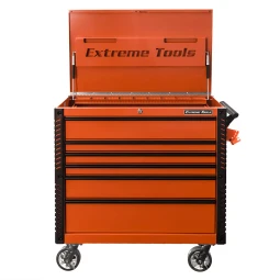 Extreme Tools EX Series 41" 6 Drawer Tool Cart with Bumpers - Orange w/Black Drawer Pulls