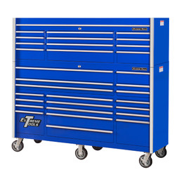 Extreme Tools 72" RX Series 31-Drawer 25" Deep Roller Cabinet and Chest Combo - Blue Extreme Tools 72" RX Series 31-Drawer 25" Deep Roller Cabinet and Chest Combo - Blue