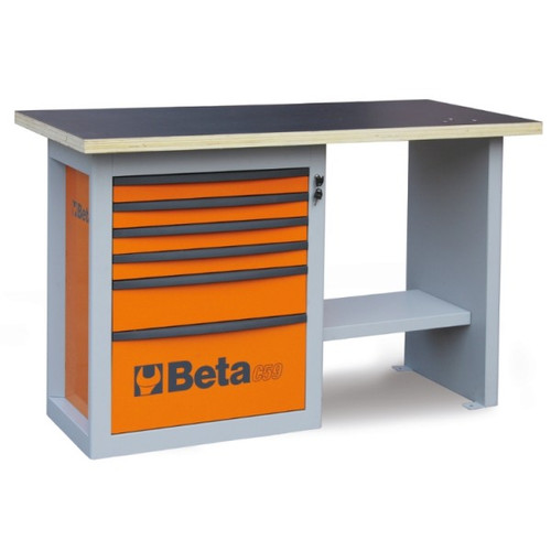 Beta Tools C59C-O Endurance Workbench with Six Drawer Cabinet (Short Model) - Orange