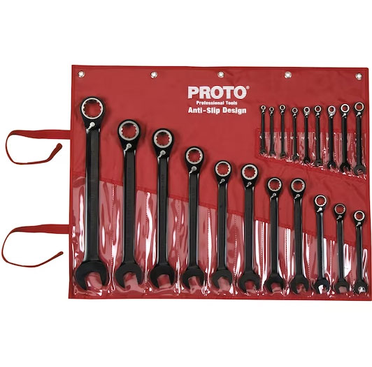 BULLTOOLS 32-Piece Combination Wrench Set, SAE And Metric 1/4"-1" & 7mm-22mm Wrenches Chrome Vanadium Steel Box End And Open End Standard Wrench Set