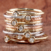 14K Solid Gold Diamond Bezel Hammered Stack Ring, DSRD101
