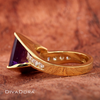18K Solid Gold Square Amethyst Ring with Genuine Diamonds, DR2076