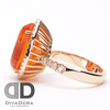 14K Solid Gold Mexican Fire Opal Ring, Genuine Diamond Accents, DR2067