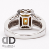 18K Solid Gold Ring with a Set Colombian Natural Emerald Center Stone and a Split Shank Design of Diamond Accents, DR1794