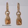 14K Solid Gold Diamond & Citrine Earrings, DE695