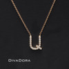 14K Armenian Initial "A" (Ayp) Necklace with Genuine Round-Cut Diamonds.
