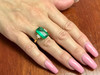 18K Solid Gold 6.57ct Emerald Engagement Ring with Baguette Cut Genuine Diamonds, DDEM-EM-01