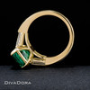 18K Solid Gold 3.19ct Emerald Engagement Ring with 2 Genuine Baguette Diamonds, EMR012019