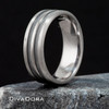 Dual Cross Etched Groove Band - Gray Gold