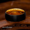 Black Dome Tungsten Ring - Gold Interior Black Dome Tungsten Ring - Gold Interior