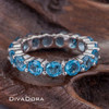 18K Solid Gold Blue Topaz Eternity Ring, DR1773