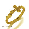24K Solid Gold Cross Ring with Vine Design, CRS301