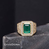 18K Solid Gold Natural Zambian Emerald Ring with Genuine Diamonds and Hand-Engraved Ornate Design, EMBDD03 18K Solid Gold Natural Zambian Emerald Ring with Genuine Diamonds and Hand-Engraved Ornate Design, EMBDD03