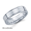 Flat Brushed Center Band - White Gold
