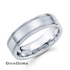 Milgrain Sides Brushed Center Band - White Gold