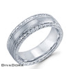 Brushed Hand Engraved Band - White Gold
