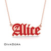 Old English Enamel Name Necklace - Gold