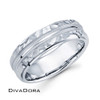 Grooved + Hammered Band w/ Milgrain - White Gold