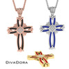 Diamond Enamel Cross Pendant - Gold