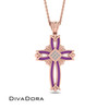 Diamond Enamel Cross Pendant - Gold