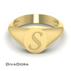 14K Solid Gold Engraved Initial Oval Signet Ring, DDSR104