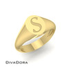 14K Solid Gold Engraved Initial Oval Signet Ring, DDSR104