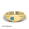 14K Solid Gold Signet Ring with Single Set Birthstone, DDDSR103