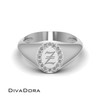 14K Solid Gold Oval Signet Ring with Genuine Diamonds, DDDSR104 14K Solid Gold Oval Signet Ring with Genuine Diamonds, DDDSR104