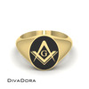14K Solid Gold Enamel Mason Oval Signet Ring, DDSR103 14K Solid Gold Enamel Mason Oval Signet Ring, DDSR103