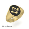 14K Solid Gold Enamel Mason Oval Signet Ring, DDSR103 14K Solid Gold Enamel Mason Oval Signet Ring, DDSR103
