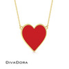 Dainty Enamel Heart Necklace - Gold