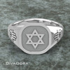 Sterling Silver Star of David Signet Ring, Enamel or Sandblast, SRC12 Sterling Silver Star of David Signet Ring, Enamel or Sandblast, SRC12