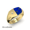 Lapis Signet Ring - 14K Gold, Diamond Accent
