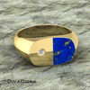 Lapis Signet Ring - 14K Gold, Diamond Accent