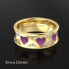 Heart Pattern Band with Diamonds - Gold Heart Pattern Band with Diamonds - Gold