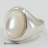 Oval Mother of Pearl Signet Ring - Silver Oval Mother of Pearl Signet Ring - Silver