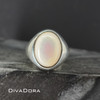 Oval Mother of Pearl Signet Ring - Silver Oval Mother of Pearl Signet Ring - Silver