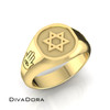 14K Solid Gold Star of David Signet Ring, Enamel or Sandblast, SRCJ12