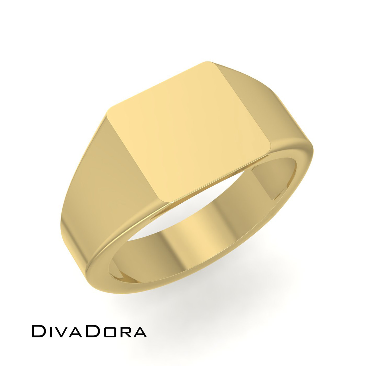 14K Solid Gold Square Signet Ring| DIVADORA