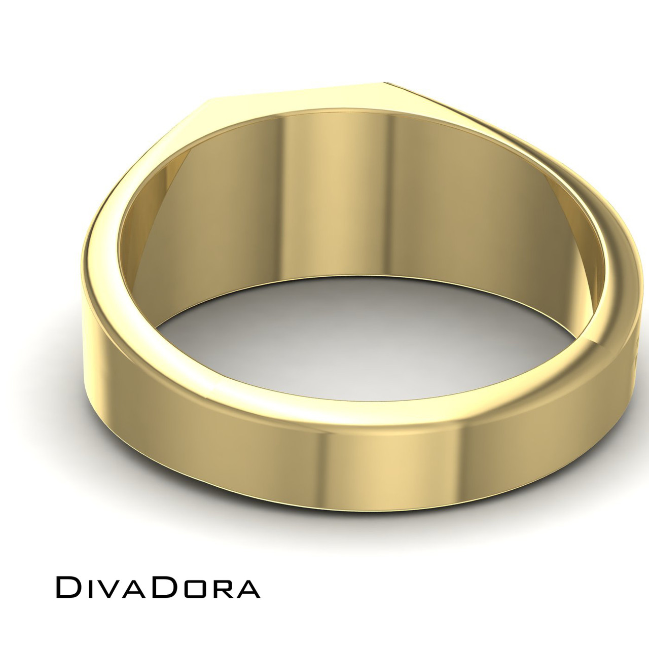14K Solid Gold Square Initial Signet Ring| DIVADORA