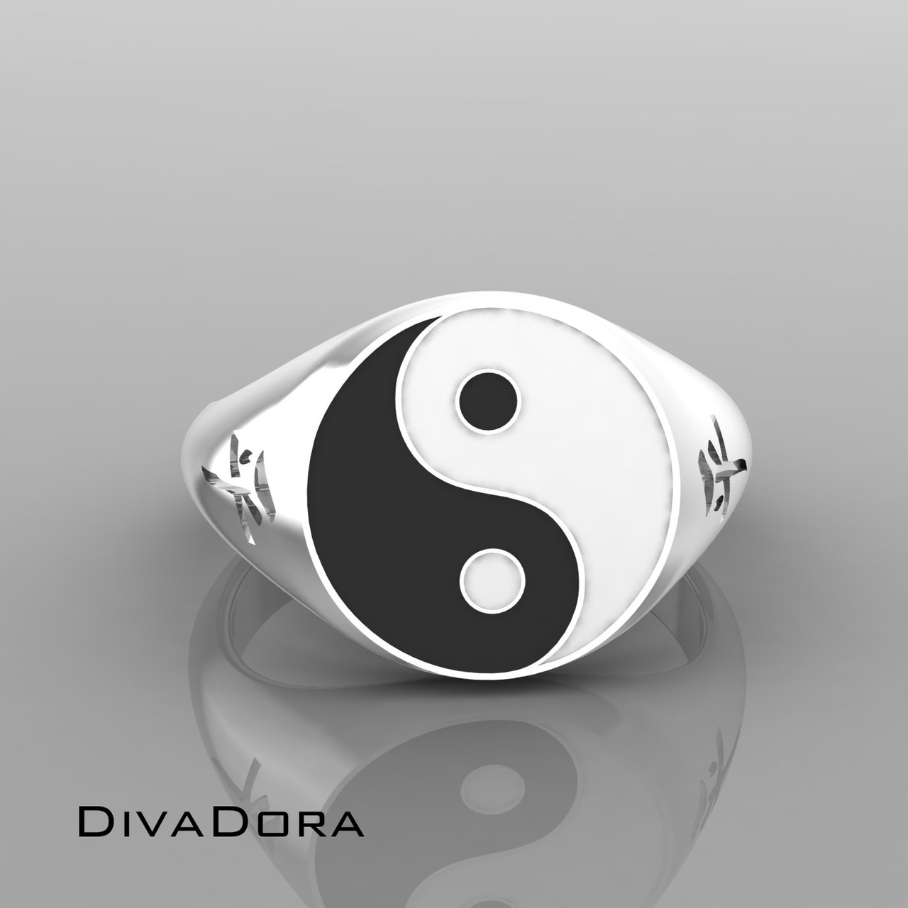 Silver Yin Yang Signet Ring| DIVADORA